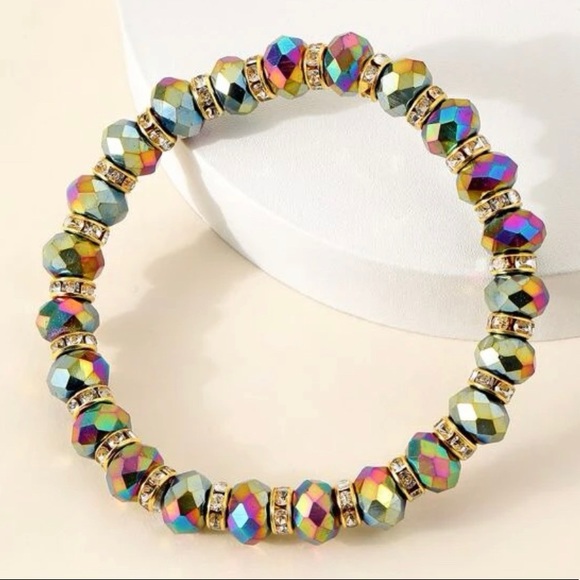 🎉HP🎉 🦋 3/$24 Beaded multicolored crystal/rhinestone bracelet / NWOT - Picture 3 of 4